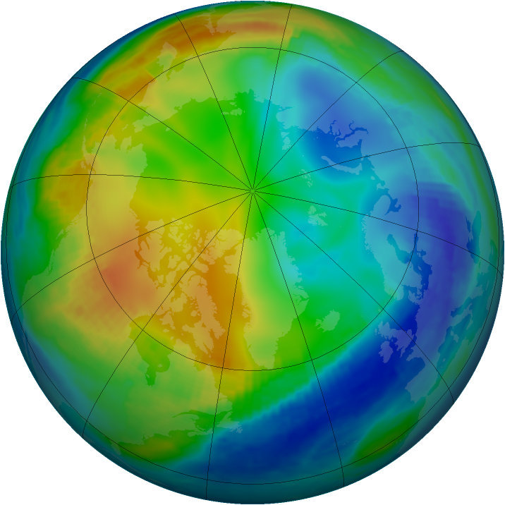 Arctic ozone map for 01 December 1999